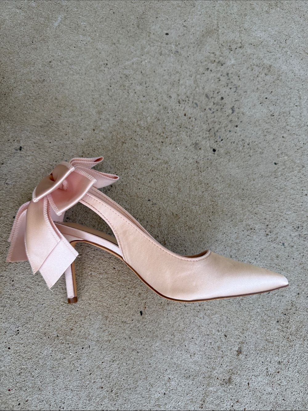 NIB Blush Pink Satin Bridal Slingback Heels Size 8 - Picture 11 of 12